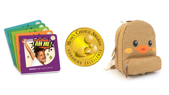 Mom's Choice Award winning Duck Duck Books I Am Me! and Duck Duck Eco Goods Backpack