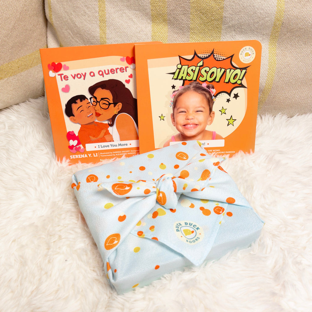Duck Duck Books bilingual Spanish kids book gift set, I Love You More: Te voy a querer, I Am Me ¡Así soy yo!
